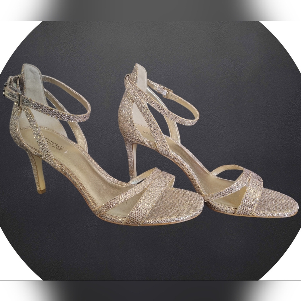 Michael Kors Gold Strappy Heels with Ankle Strap